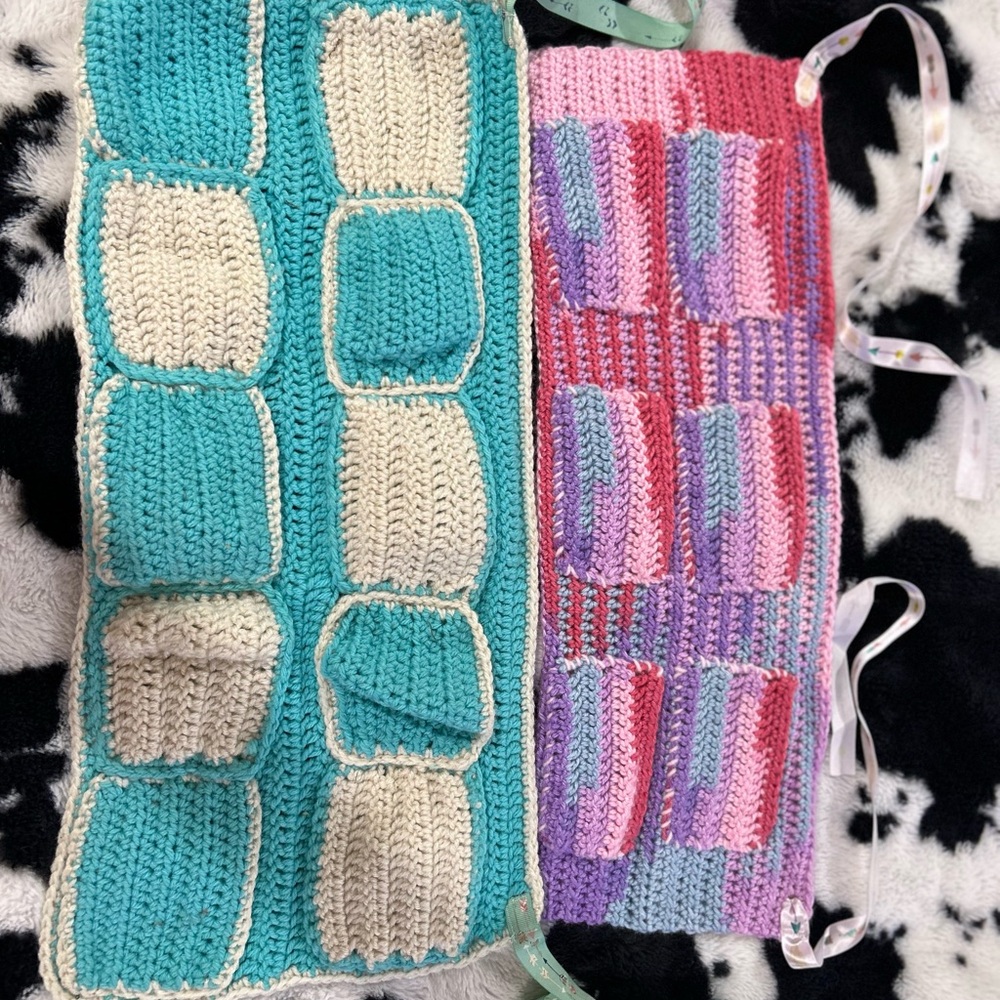 Crocheted Mommy & Me Egg collecting aprons